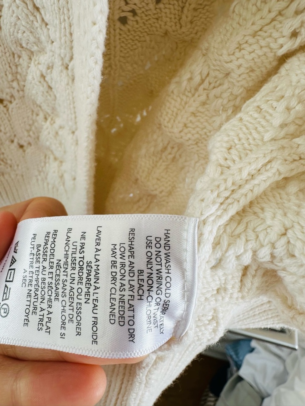 Free People Cream Open-Knit Cropped Button Cardigan - Picture 9 of 9